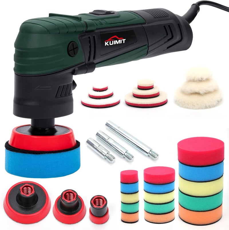 PUIMIT 1"/2"/3" Buffer Rotary Polisher Kit | 780W High-Power Mini Polishing Machine w/ 27-Piece Accessories | M5/8-11 Thread 75mm/100mm/140mm Extension Shafts | for Car, Boat & Metal Detailing - Image 1